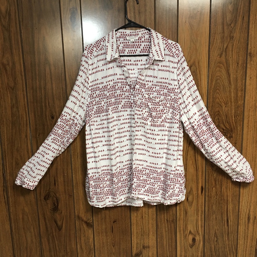 beachlunchlounge White and Red Button Down Shirt